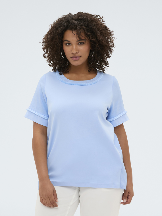 Two-tone linen blend T-shirt
