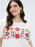 Cotton t-shirt with floral embroidery image number 3