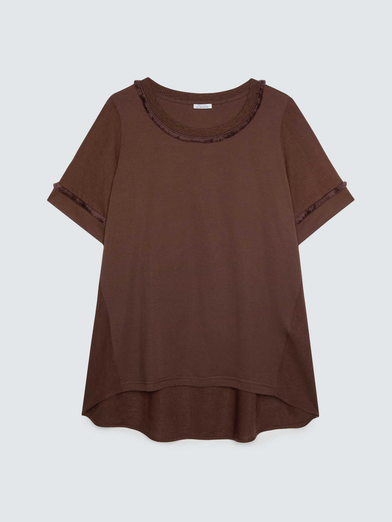 Two-tone linen blend T-shirt image number 4