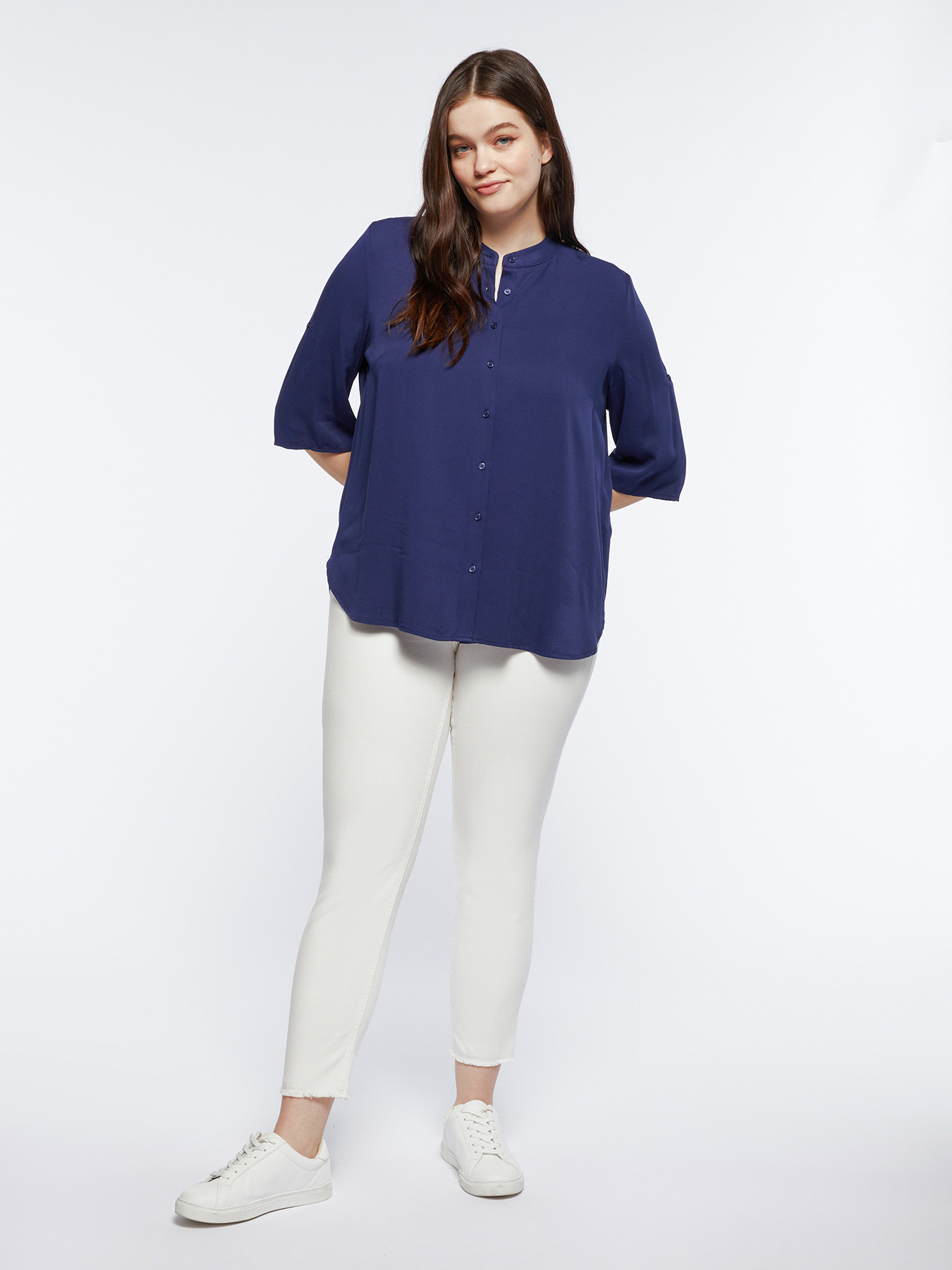 Camicia in viscosa tinta unita image number 2