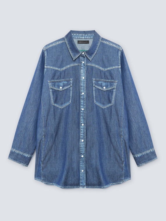 Camicia lunga in chambray