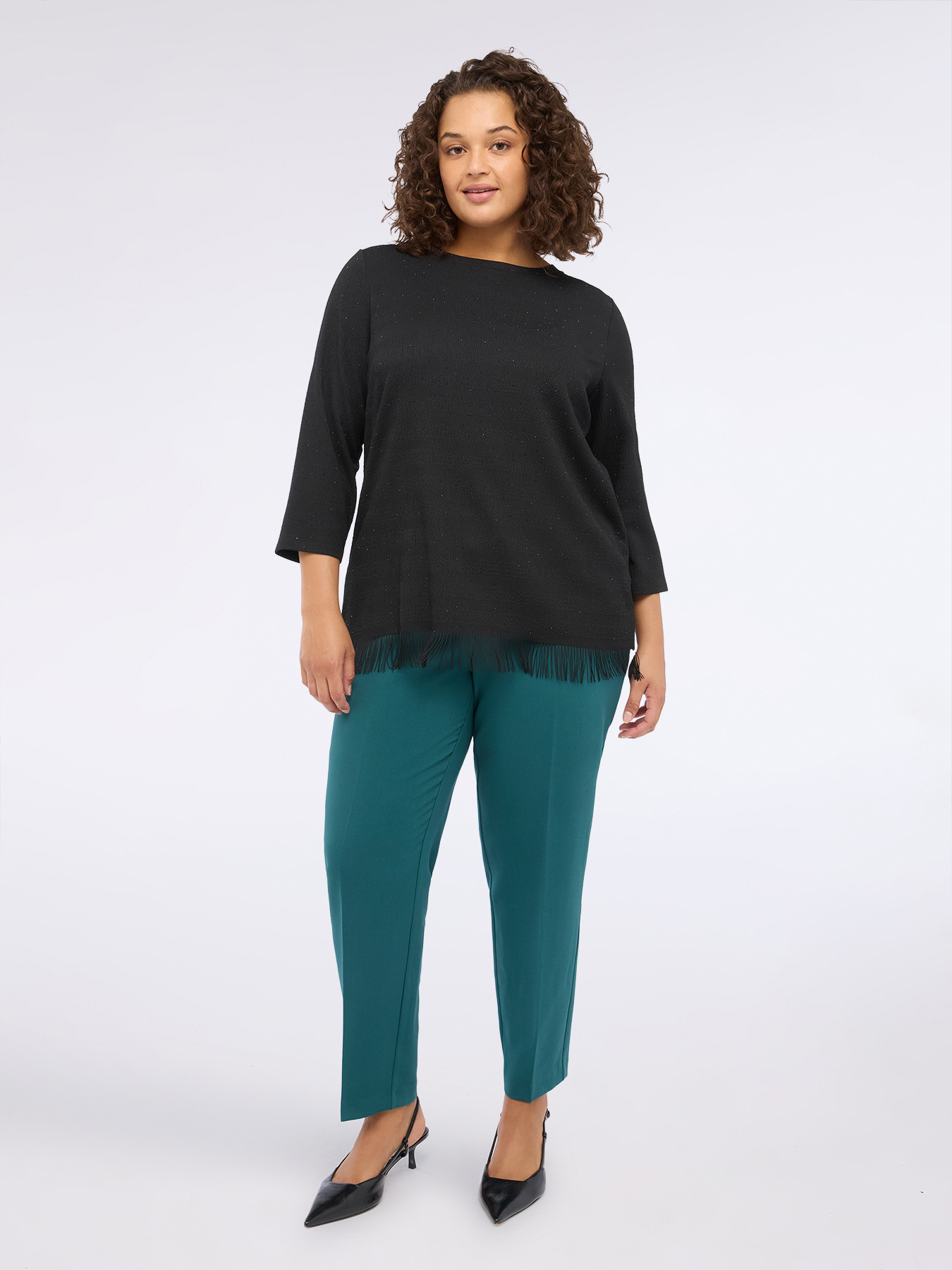 Jersey T-shirt with sequins and fringe image number 0