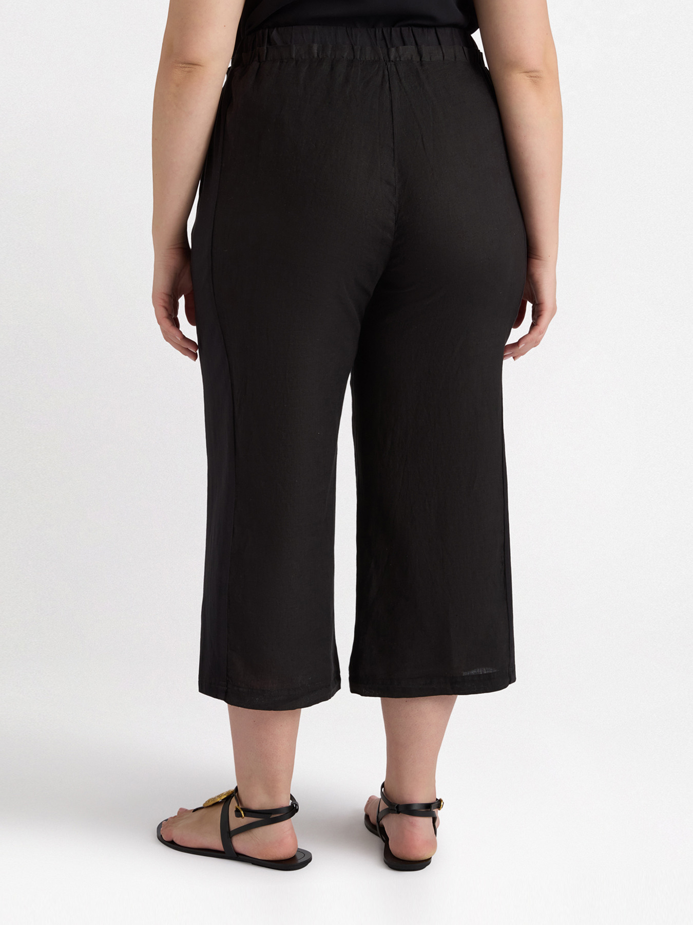Pantalon en lin et jersey avec cordons image number 1