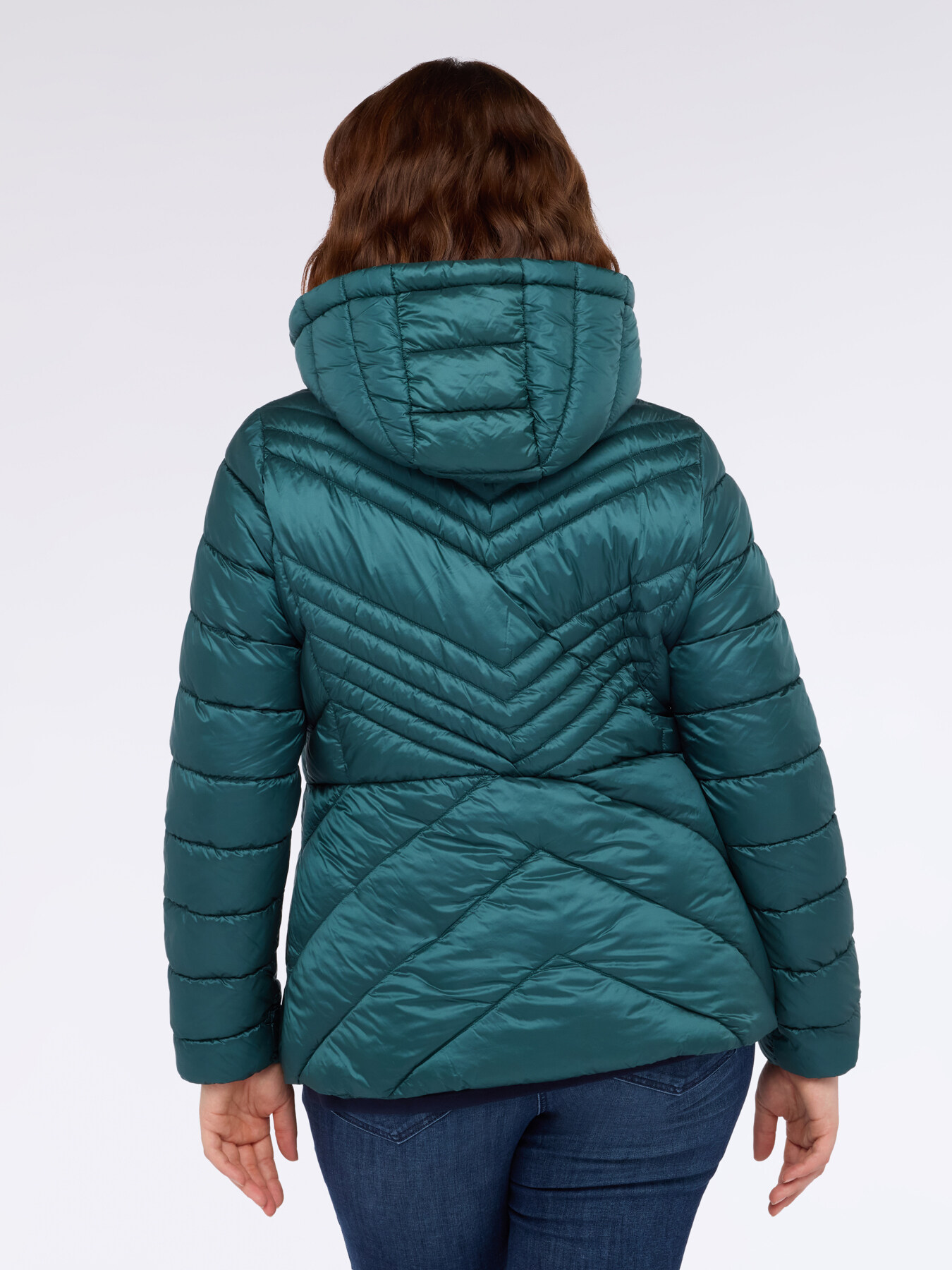 Quilted down jacket with chevron pattern and hood image number 1