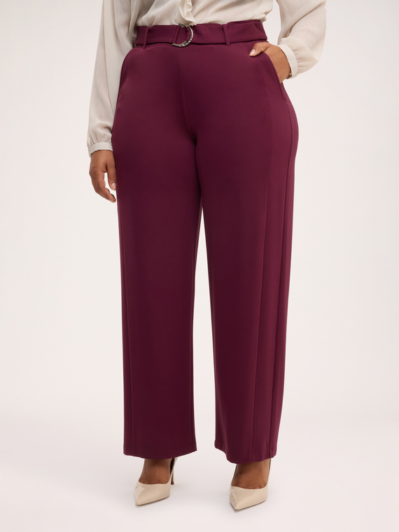 Wide Leg Trousers with Ring Belt