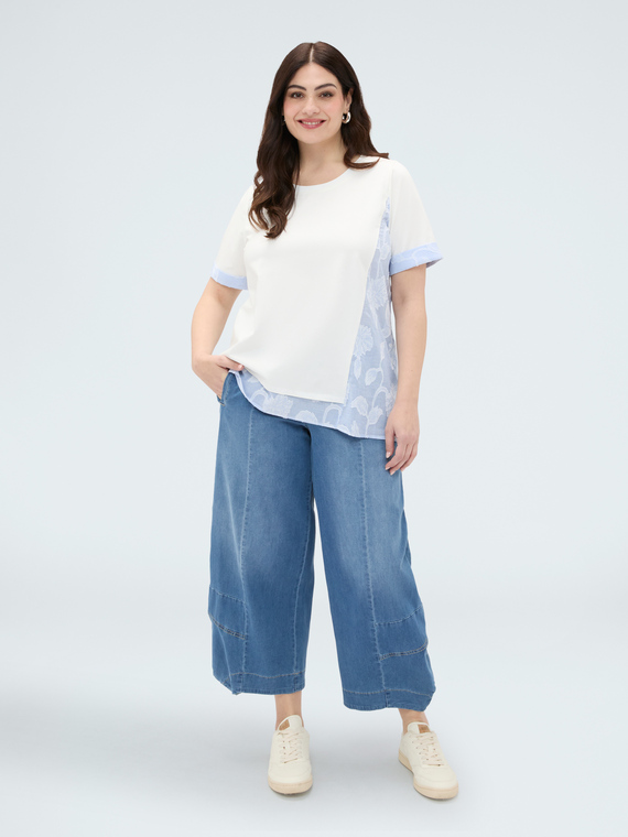 Jersey t-shirt with striped inserts
