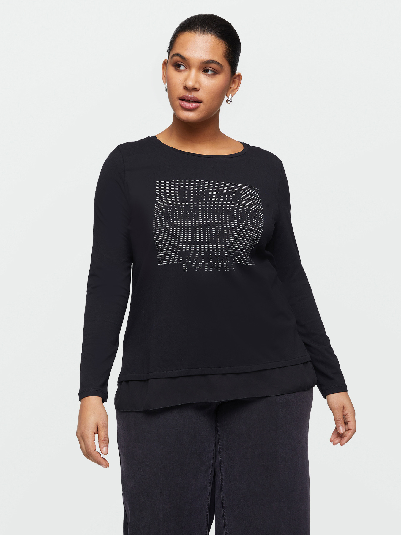 T-Shirt mit Schriftzug aus Strass image number 0