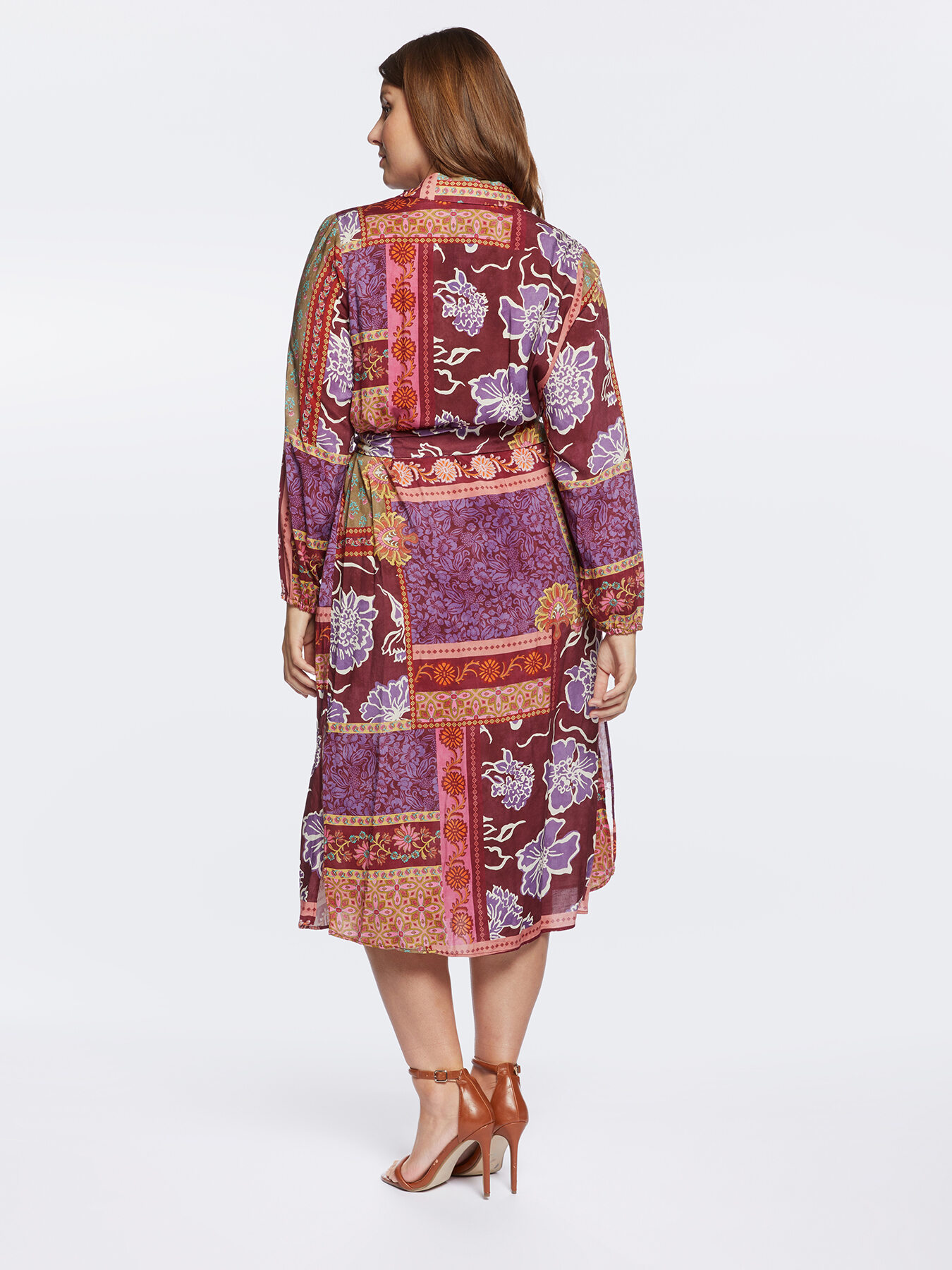 Vestido largo con estampado patchwork image number 1