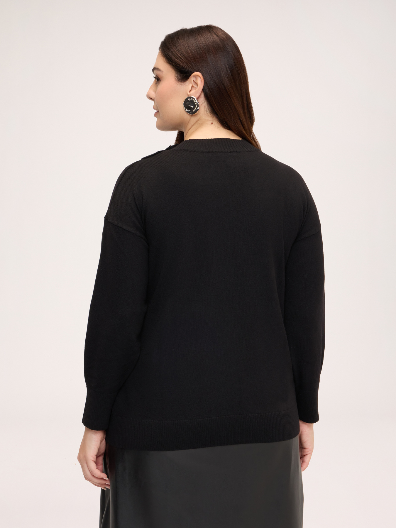 Rundhals-Strickpullover mit Volant image number 1
