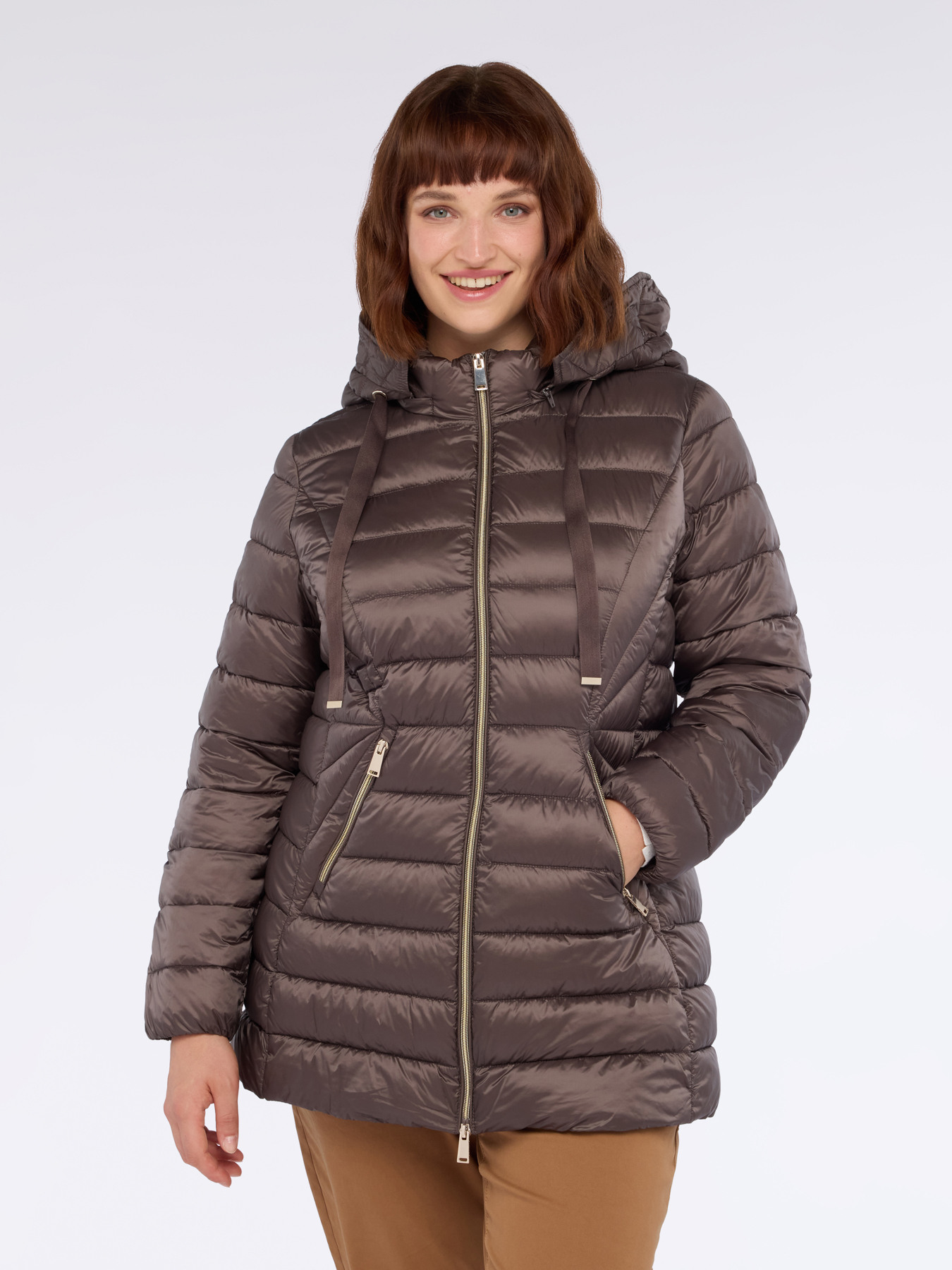 Long down jacket with detachable hood image number 2