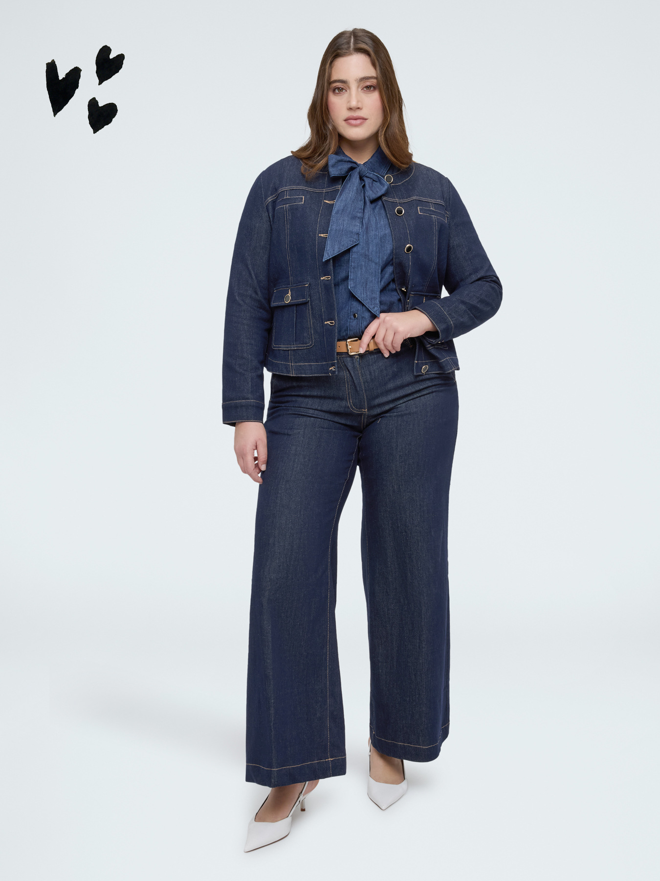 Wide Leg Jeans with removable belt image number 0
