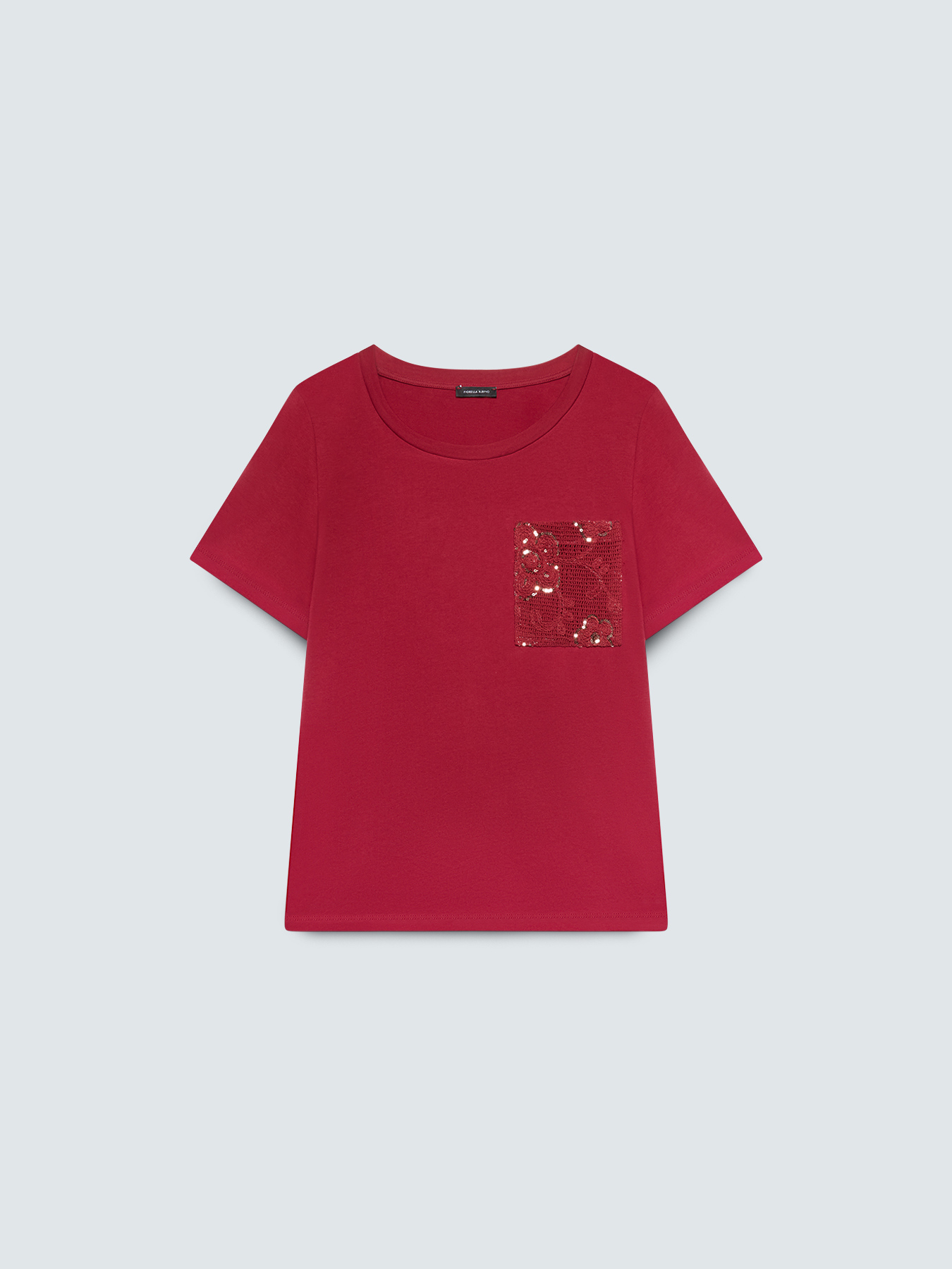T-shirt en coton avec poche en crochet et paillettes image number 0