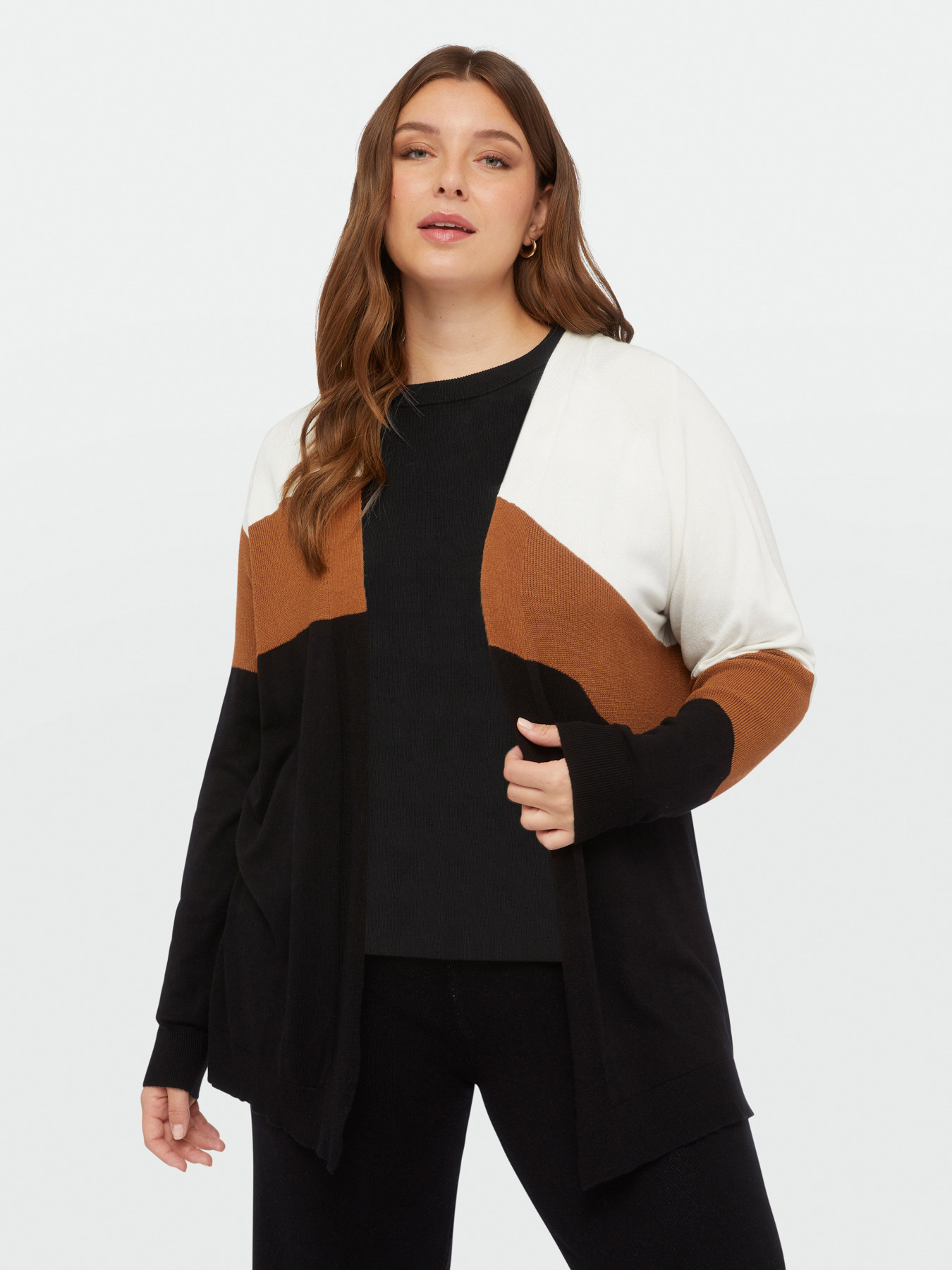 Cardigan color block en viscose LENZING&trade; ECOVERO&trade; image number 4