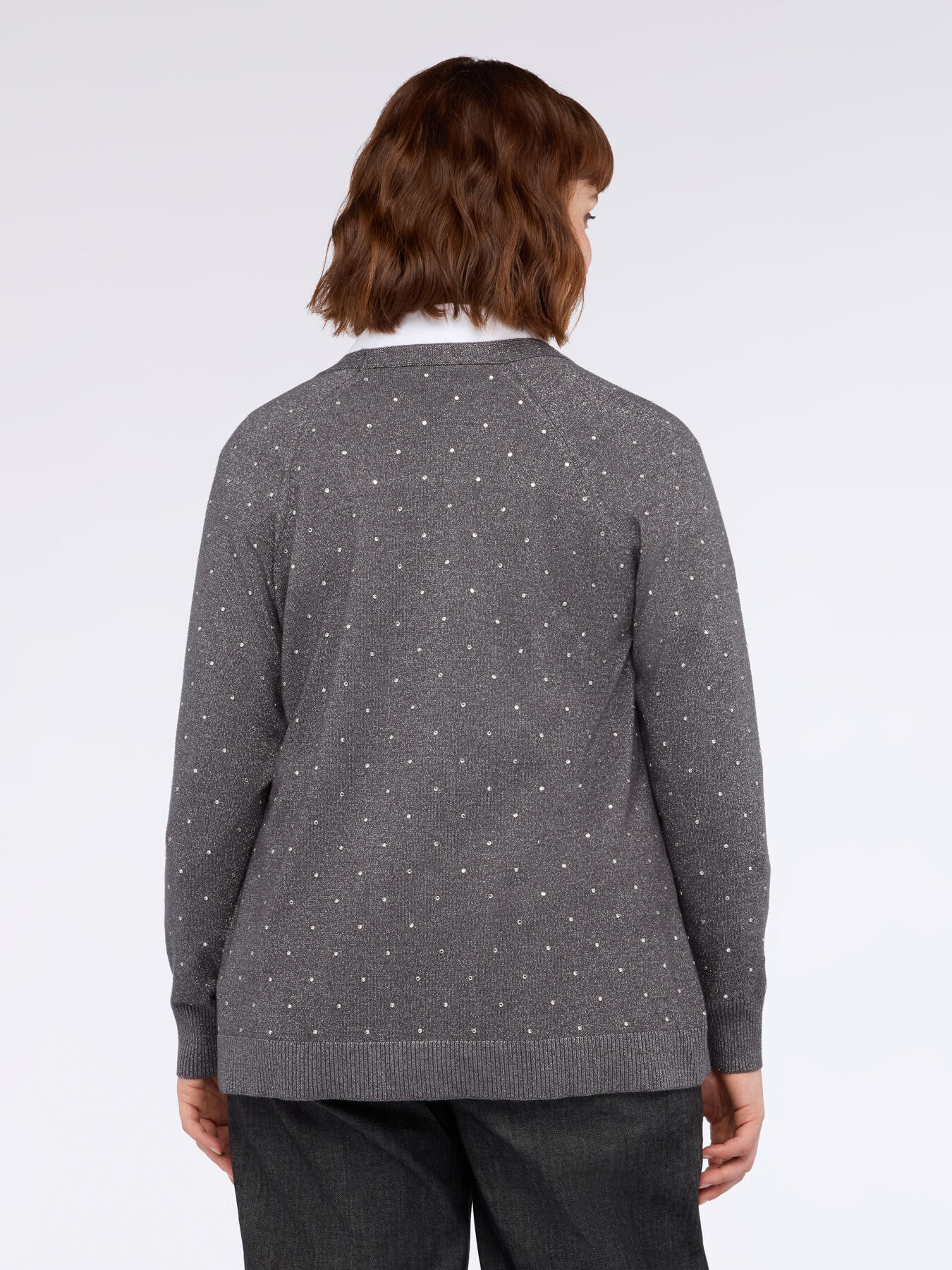 Fine knit cardigan with glittery appliqu&eacute;s image number 1