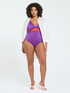 Color block one-piece swimsuit image number 5