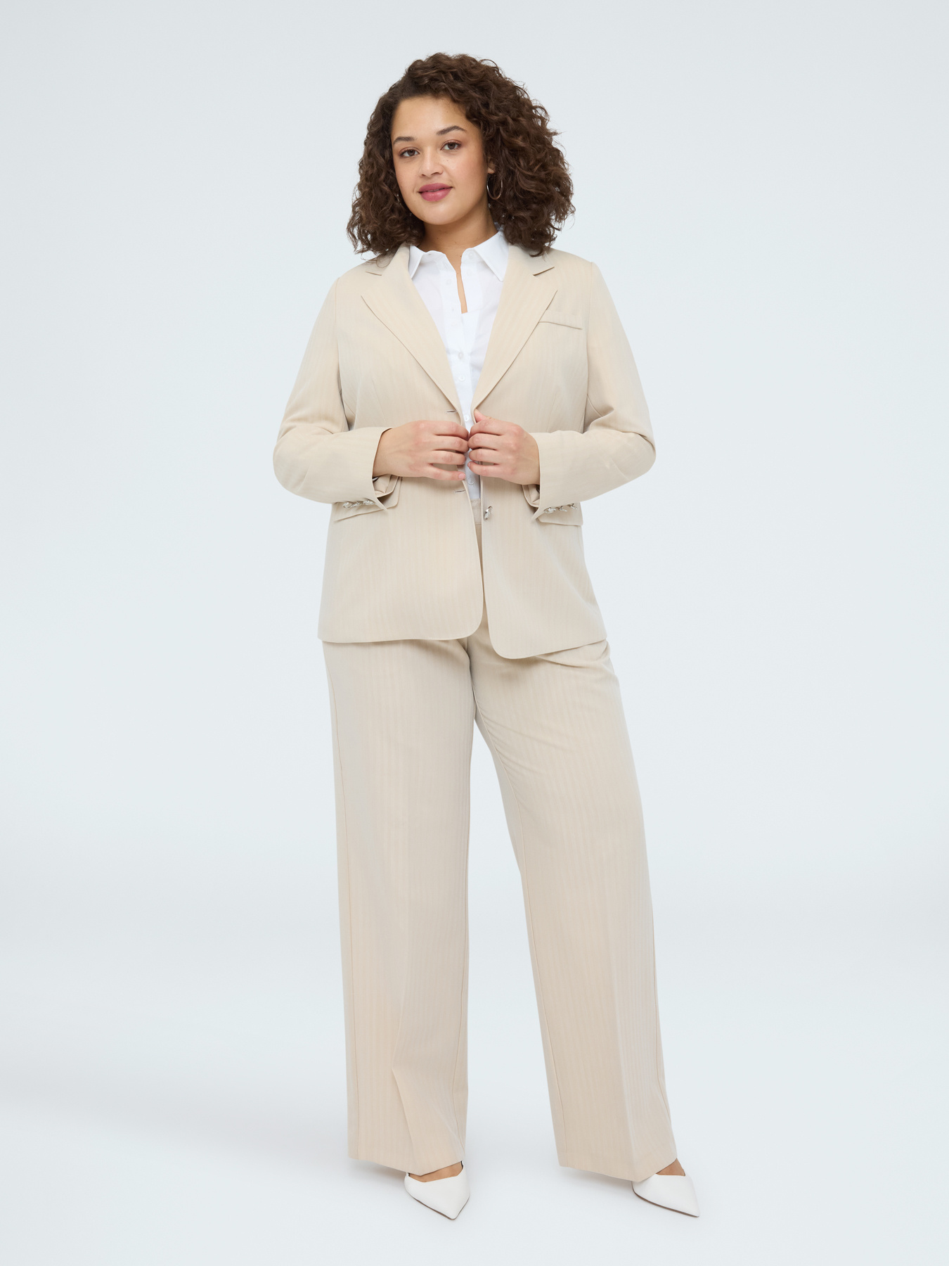 Pinstripe effect blazer with jewel buttons image number 2