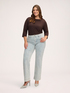 Light wash flared jeans with rhinestones image number 2