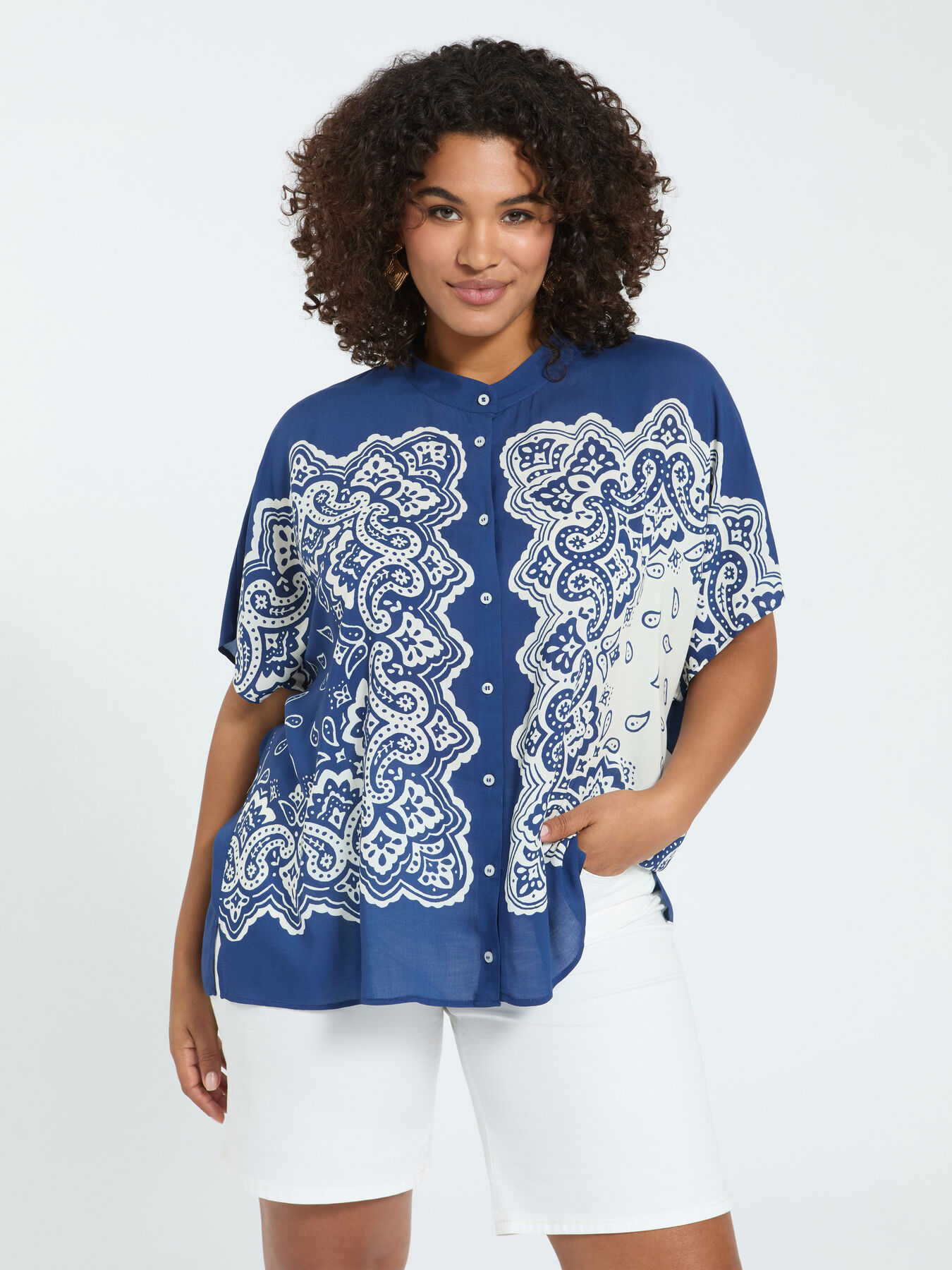 Blusa stampa bandana in viscosa image number 0