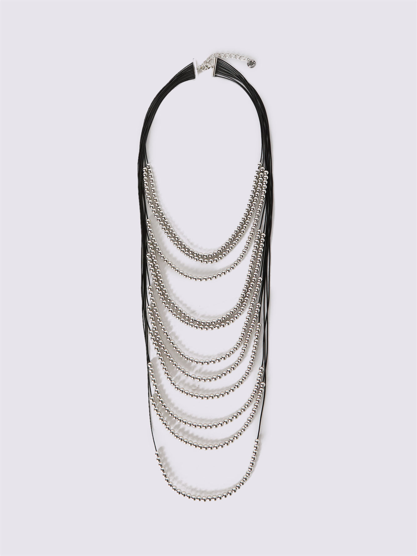 Multi-strand necklace with silver-plated spheres image number 1