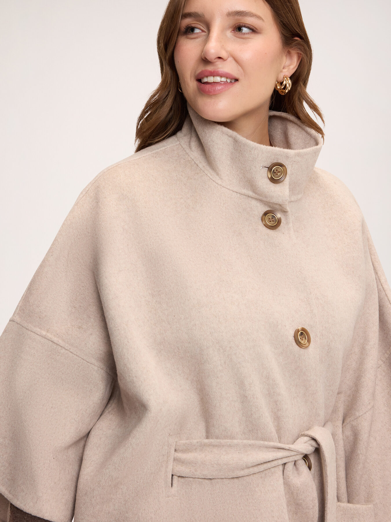 Wool-blend cloth coat with belt image number 5