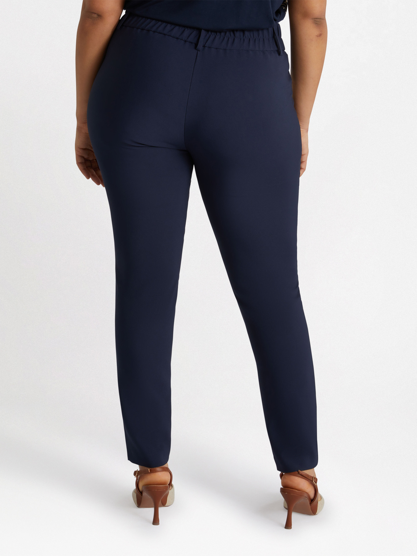 Skinny scuba trousers with zip and jewelled buttons image number 1