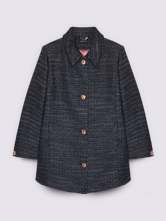 Cappotto effetto boucl&eacute; con bottoni decorativi
