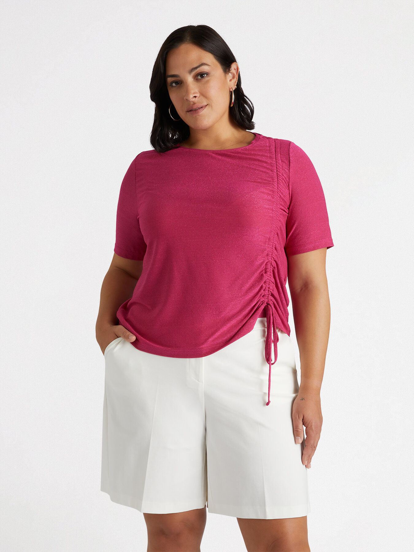 T-shirt en lurex avec cordon r&eacute;glable image number 0