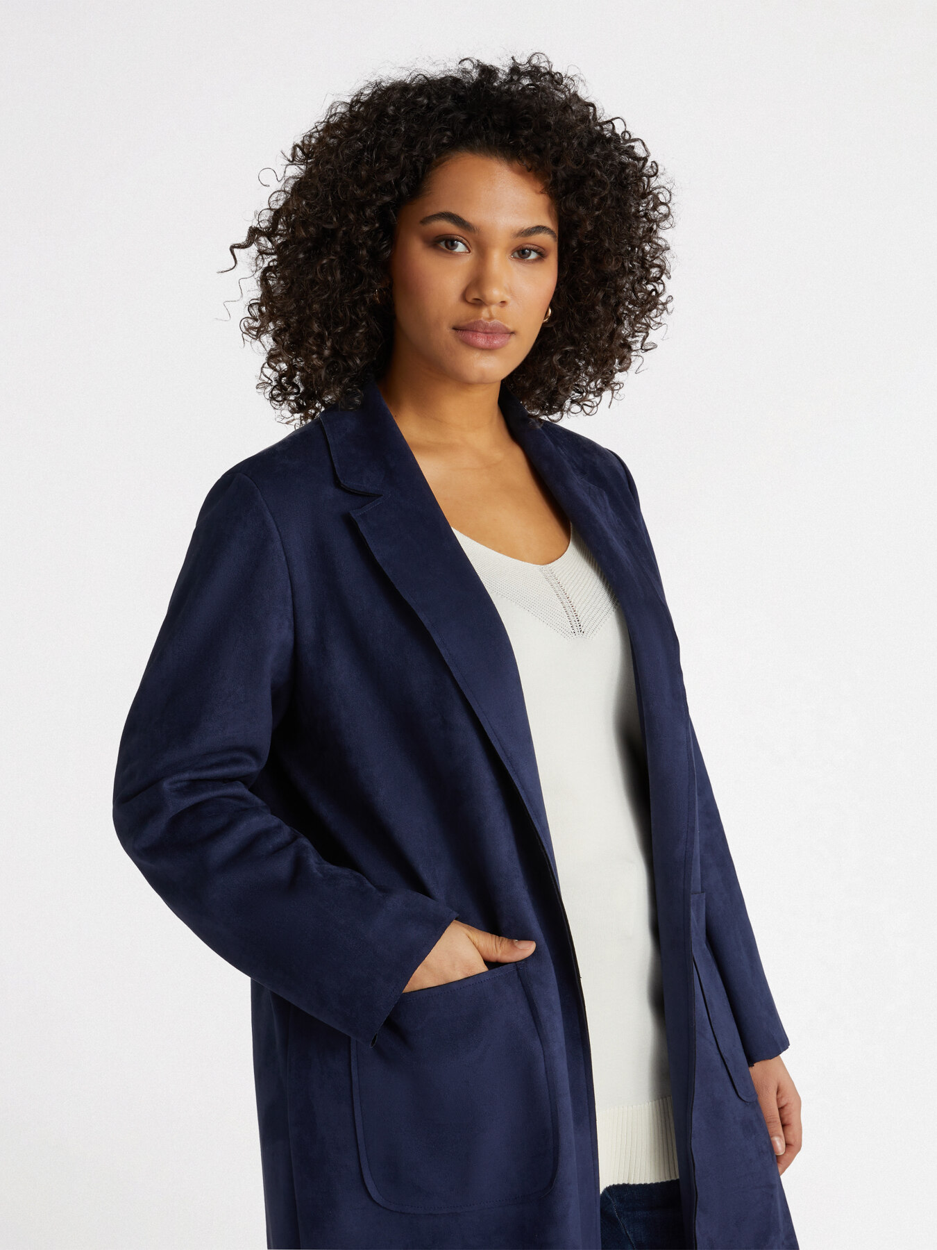 Trench long doux au toucher ouvert sur le devant image number 4