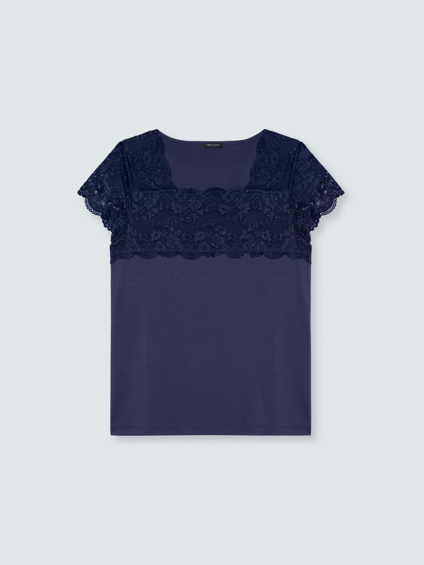 T-shirt in jersey con inserto in pizzo image number 0