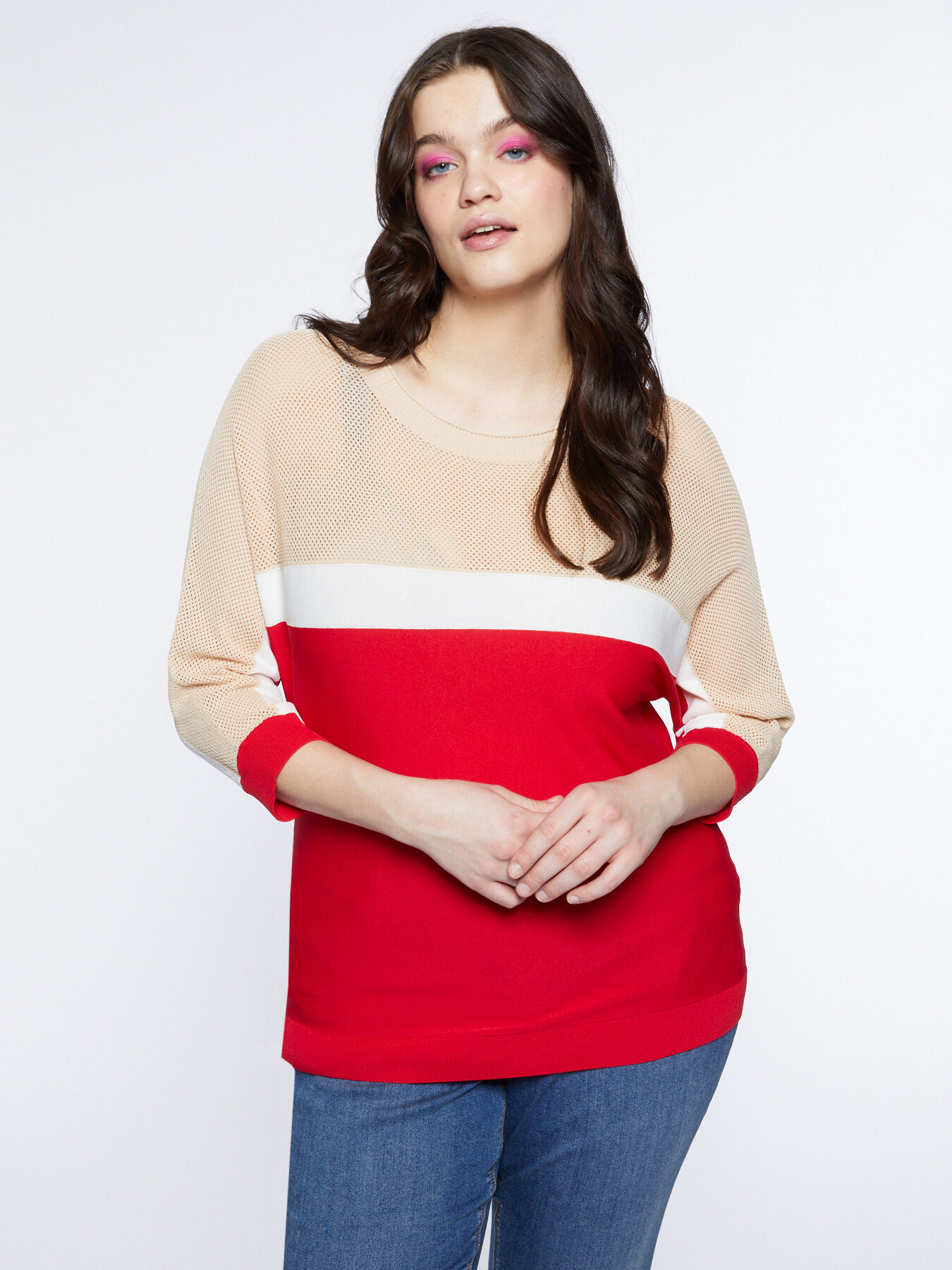 Sweater with mesh upper part image number 0