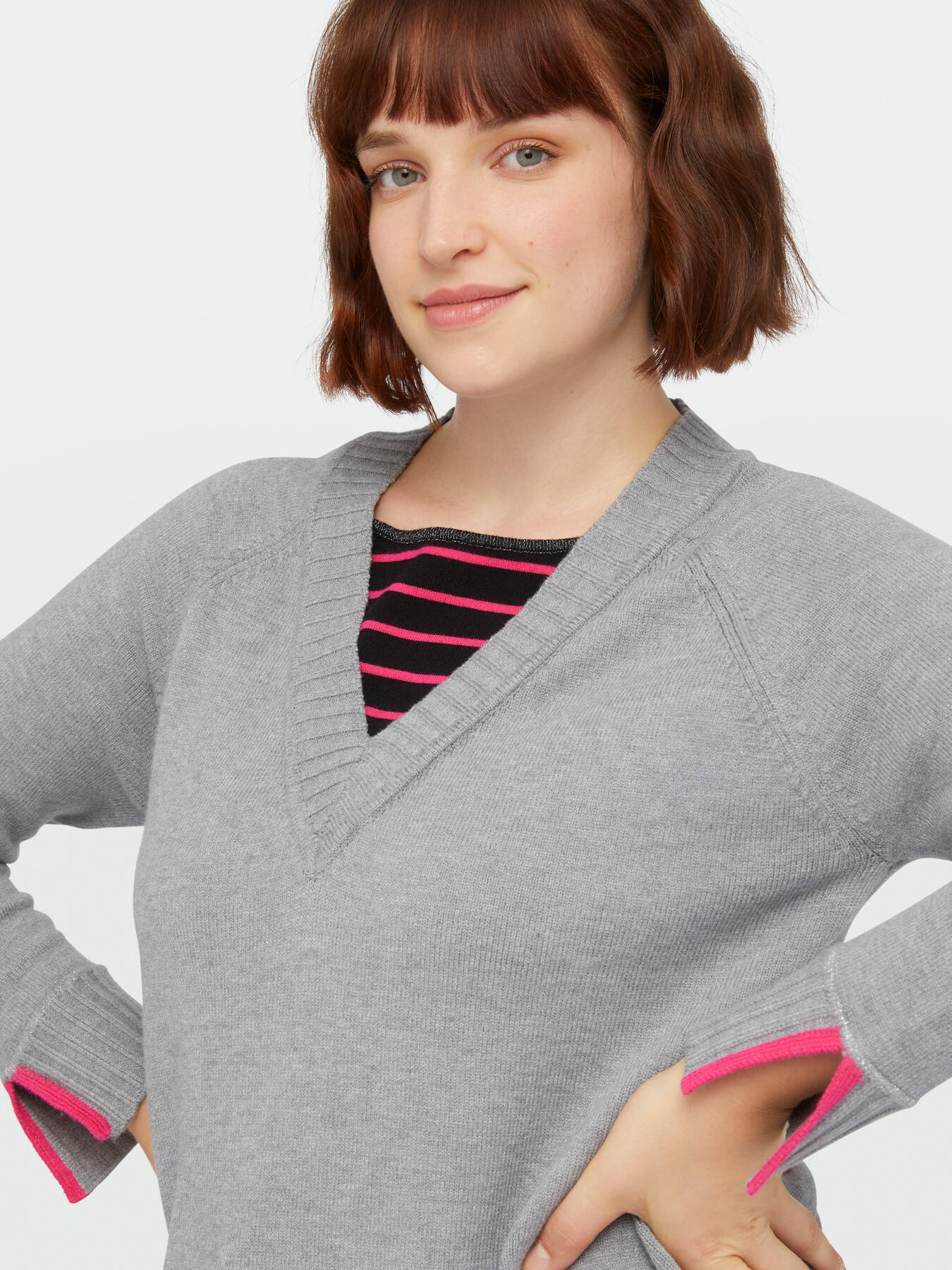 LENZING&trade; ECOVERO&trade; viscose sweater with stripes image number 3