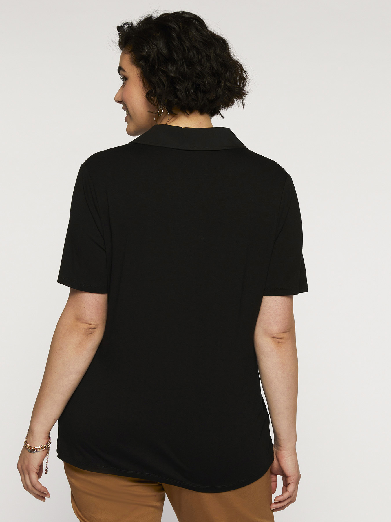 T-shirt with collar embroidery image number 1