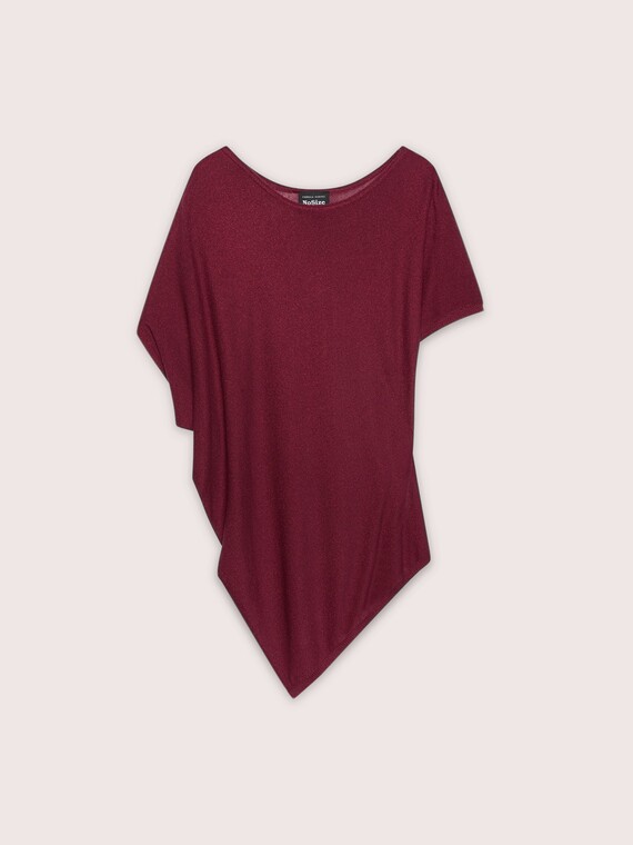 Asymmetric lurex effect viscose blend sweater
