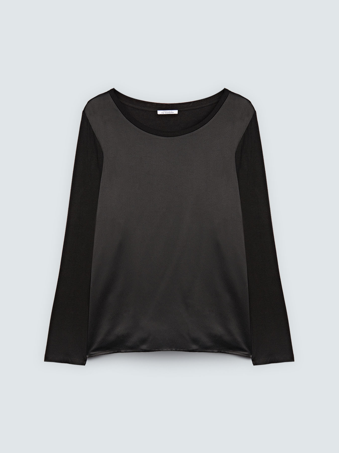 Camiseta de manga larga de raso y jersey image number 4