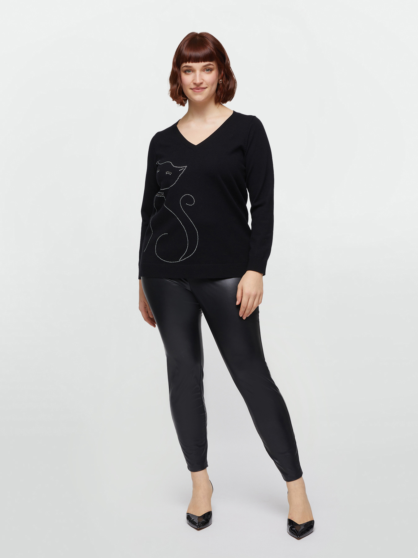LENZING&trade; ECOVERO&trade; viscose sweater with rhinestones image number 0