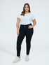 Black denim jeggings with decorative buttons image number 0