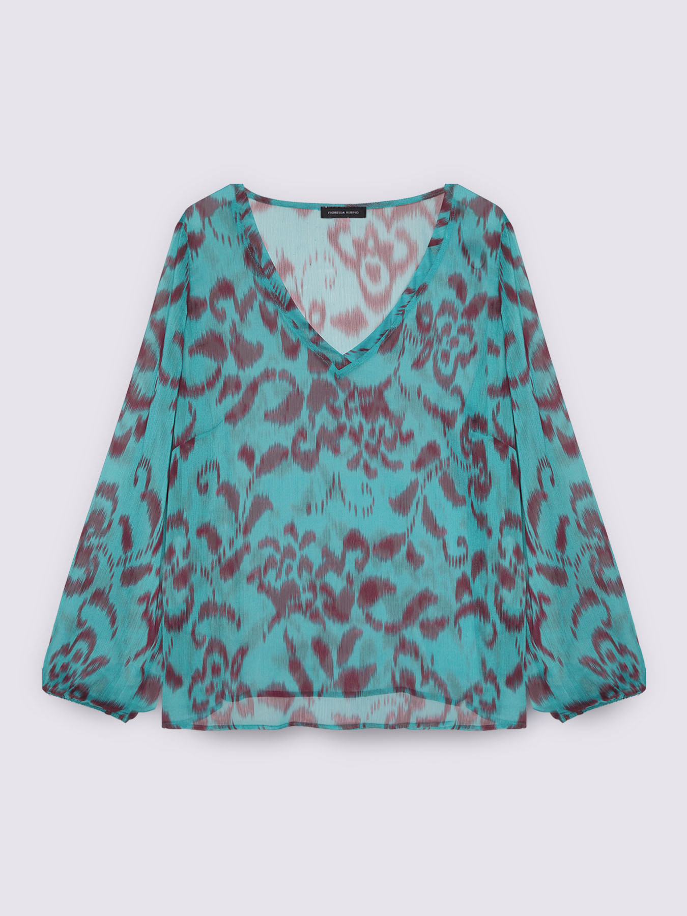 Blusa stampa astratta in creponne image number 4