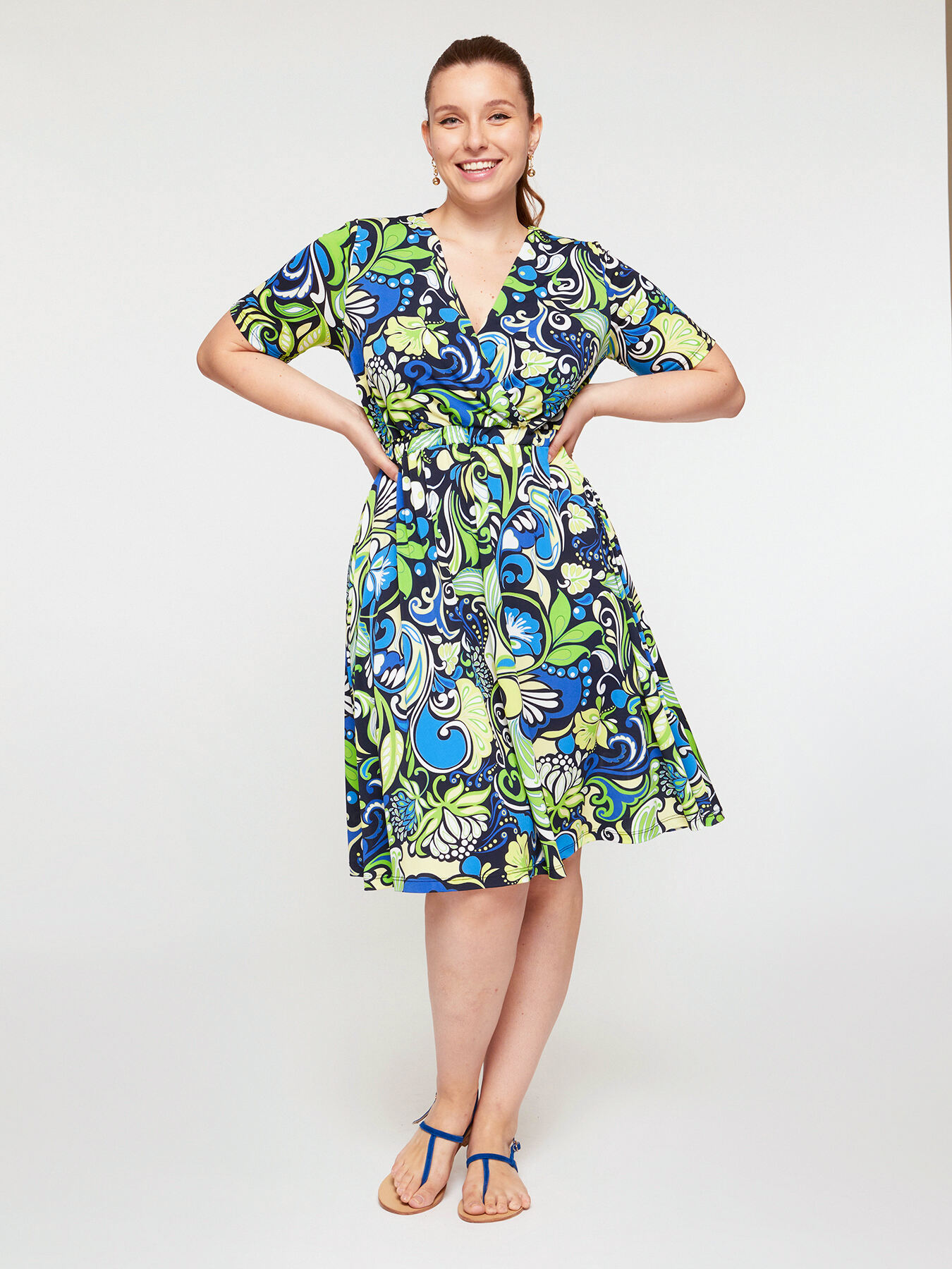 Robe imprim&eacute;e avec motif cache-c&oelig;ur sur le devant image number 2