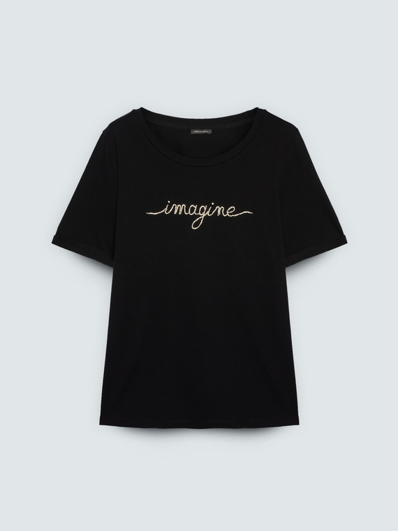 T-shirt en coton avec inscription crystal