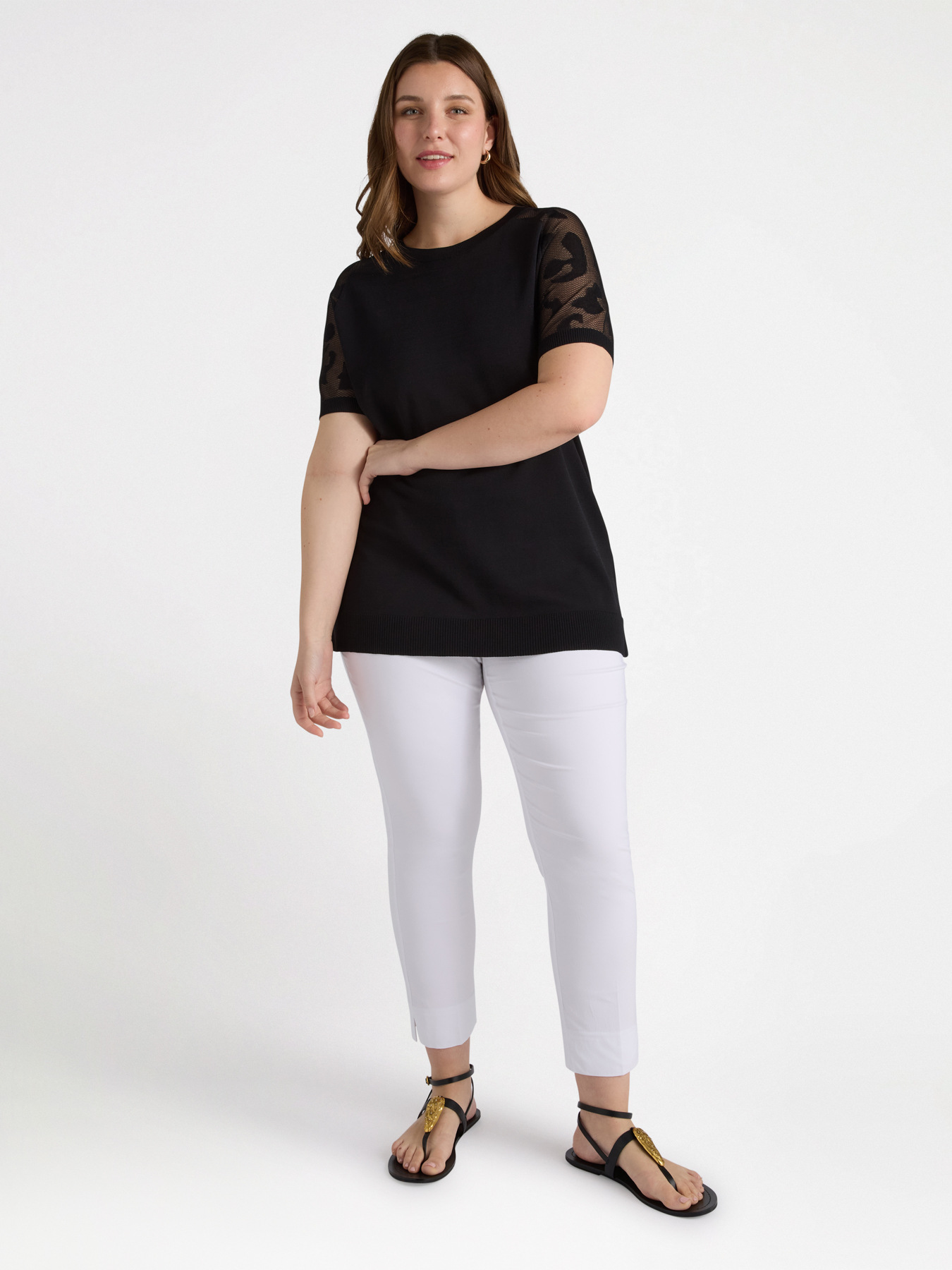 Sweater with openwork sleeves image number 2