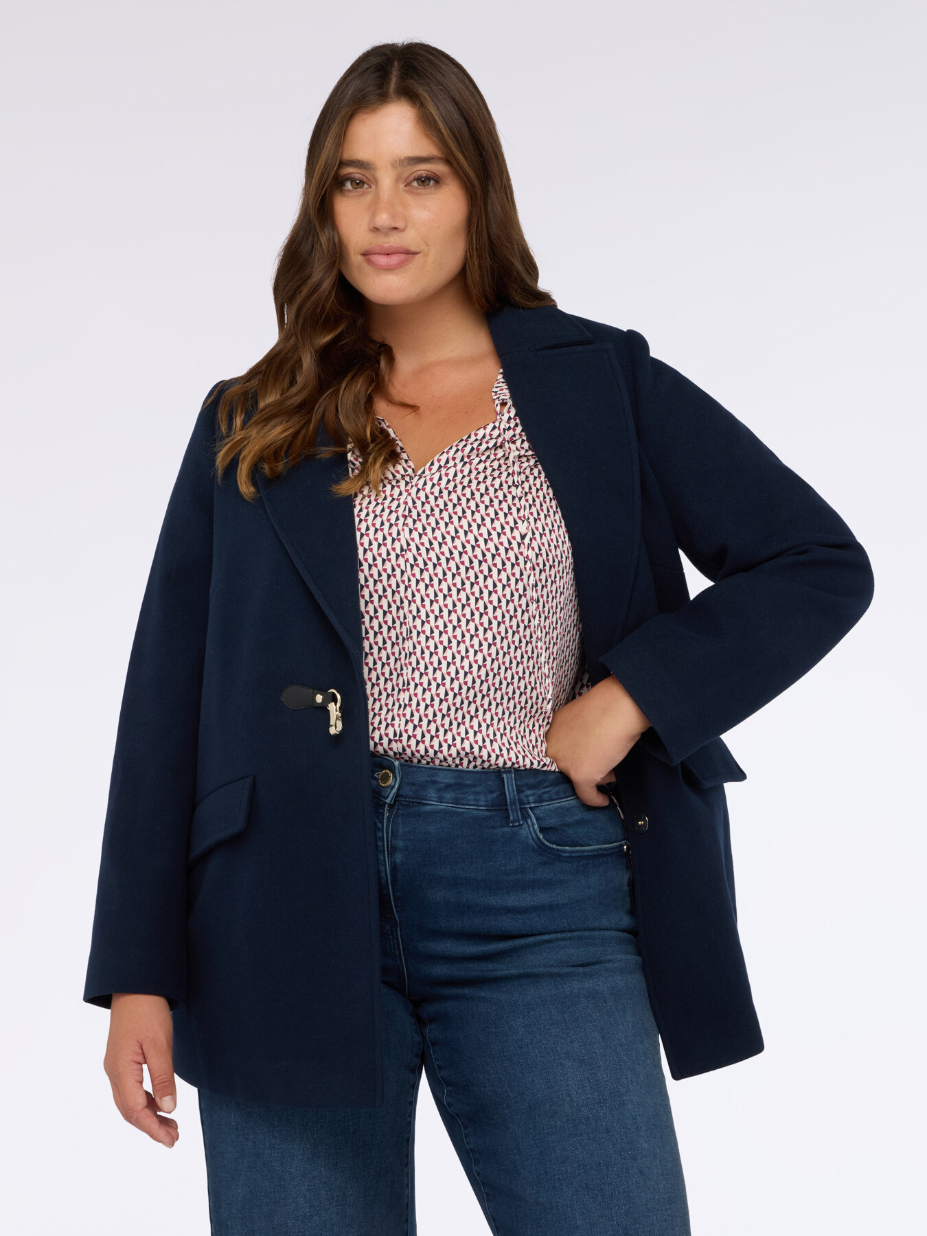 Geometric print satin blouse image number 4