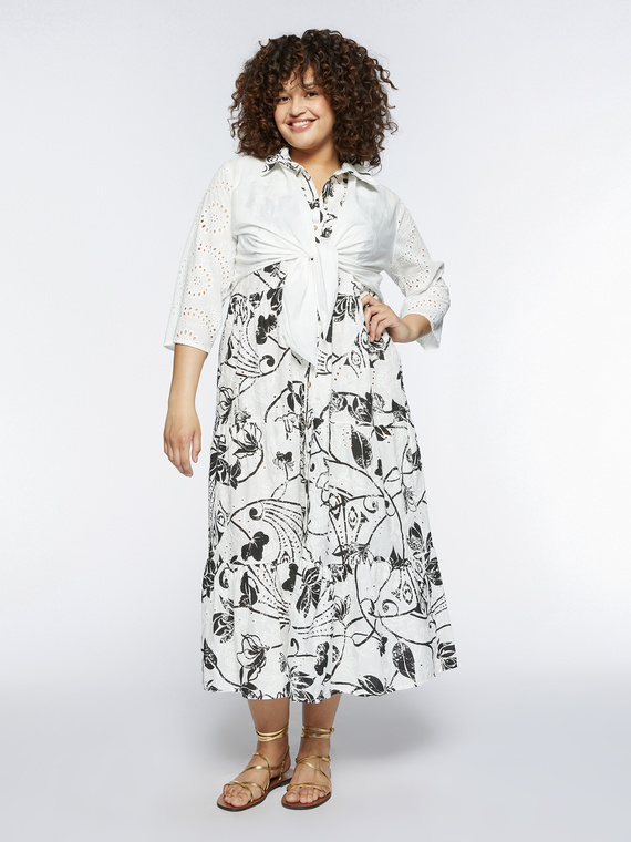 Shirt dress in printed broderie anglaise