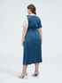 Stretch satin dress with belt image number 1