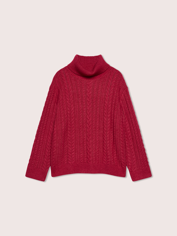 Zopfmuster-Rollkragenpullover