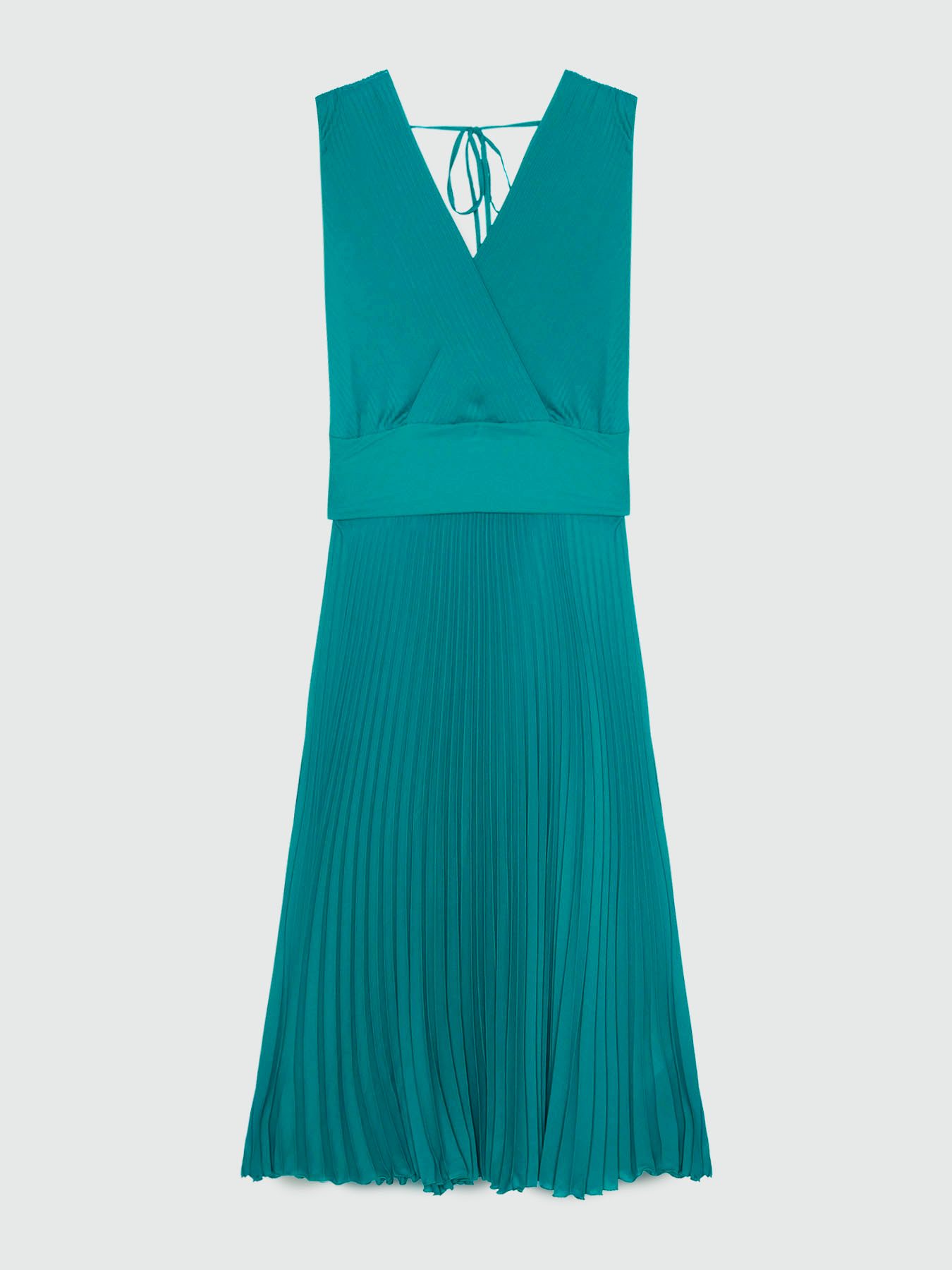 strapless open back dress Azizi Pleated Halter Midi Dress - Chocolate & Blue Ombre Print