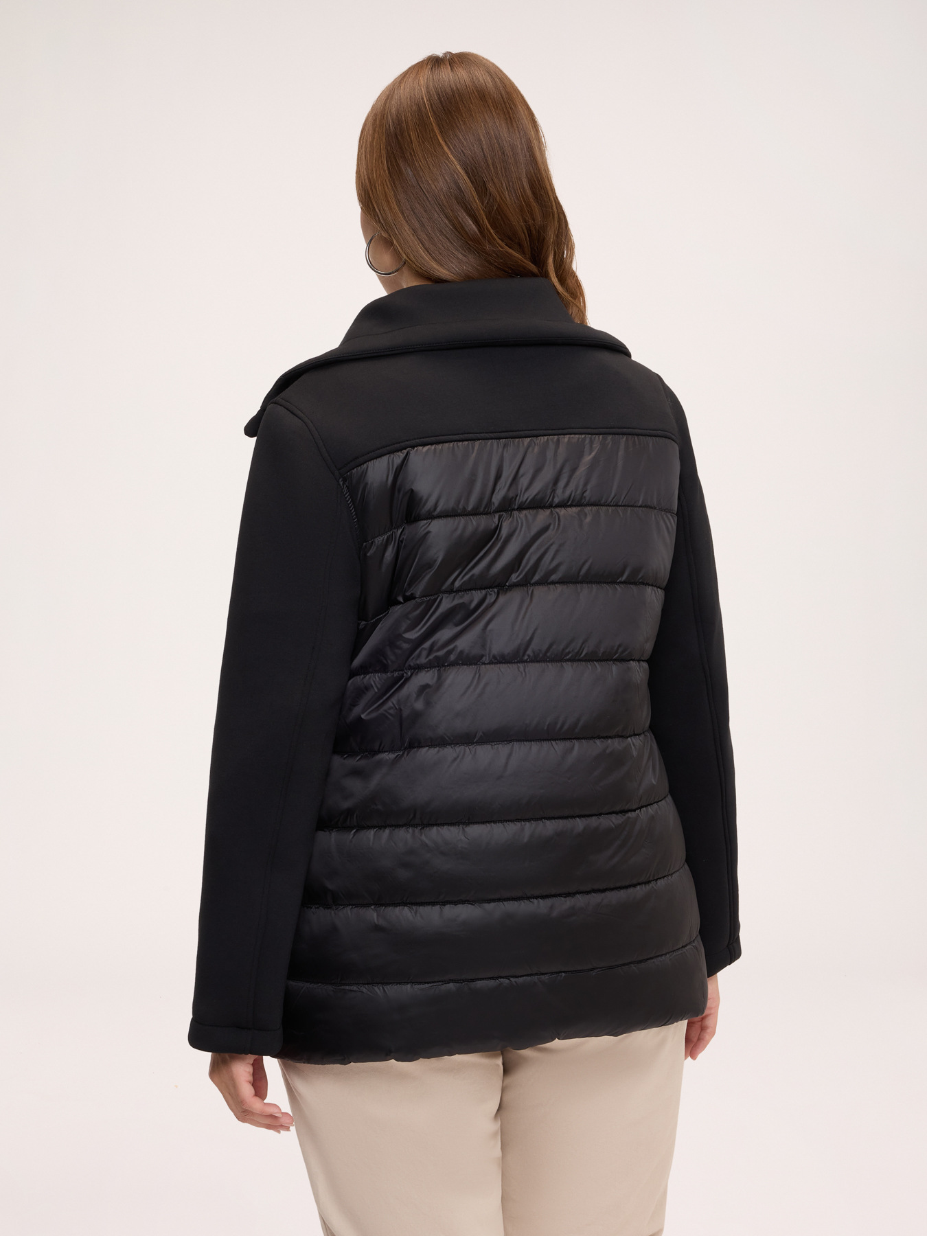 Two-material down jacket with high collar image number 1