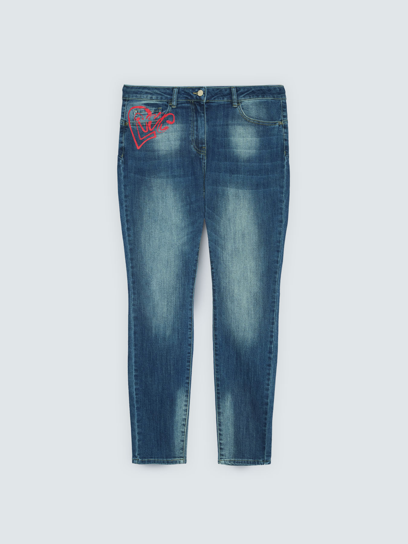 Jean Skinny avec c&oelig;ur et inscription amour image number 5