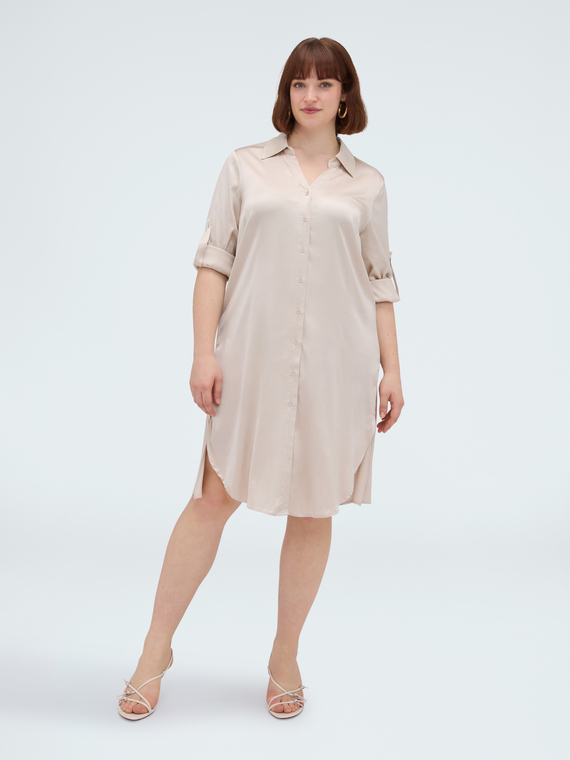 Power shirtdress in viscose satin