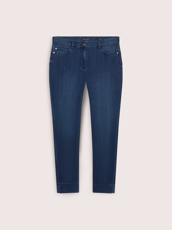 Jeans Skinny lavaggio blu con spacco al fondo