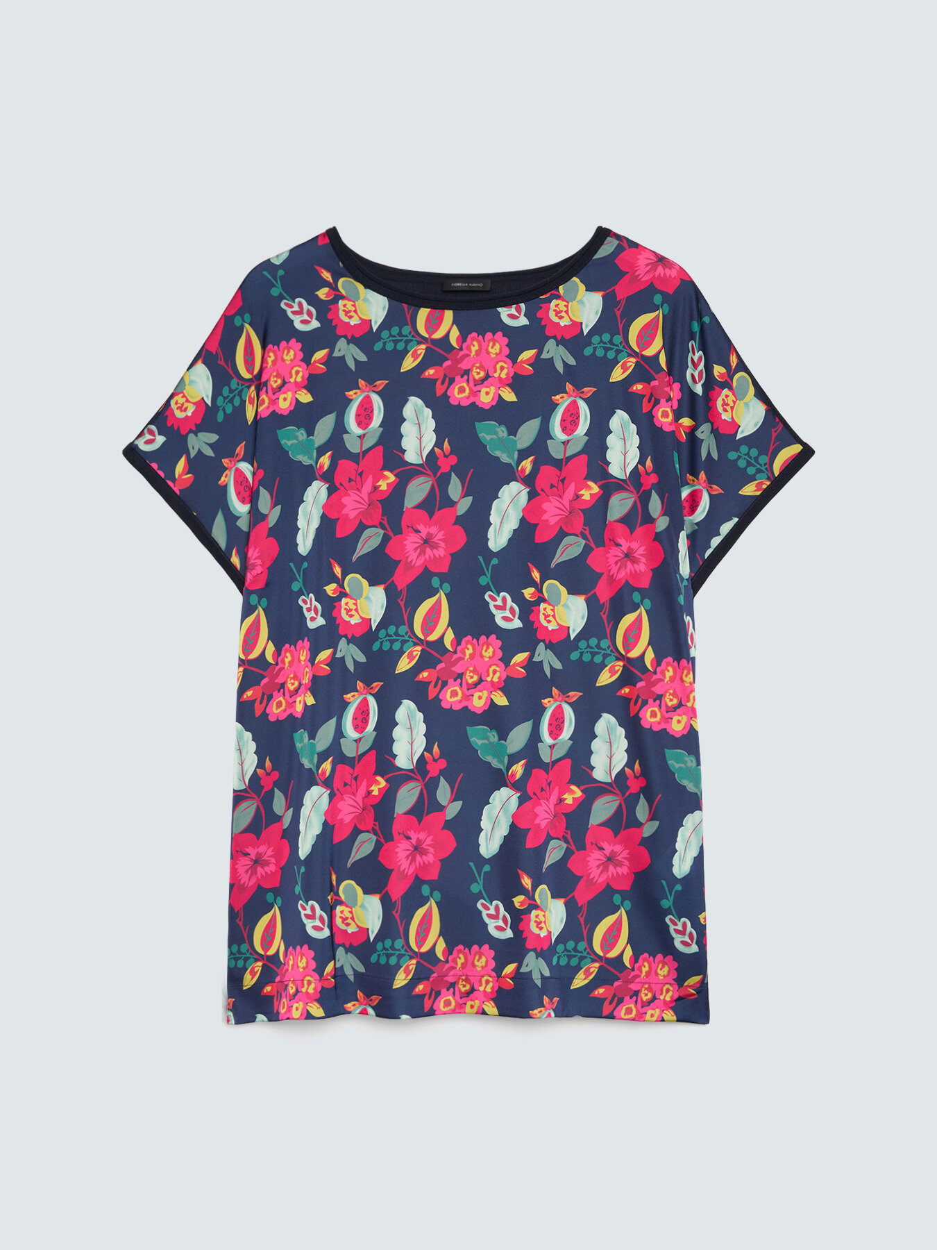 Two-tone knit top with floral print image number 4